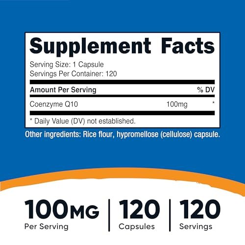 Nutricost CoQ10 100mg, 120 vegane Kapseln, 120 Portionen – hochabsorbierbares, vegetarisches, nicht-GVO Coenzym Q10