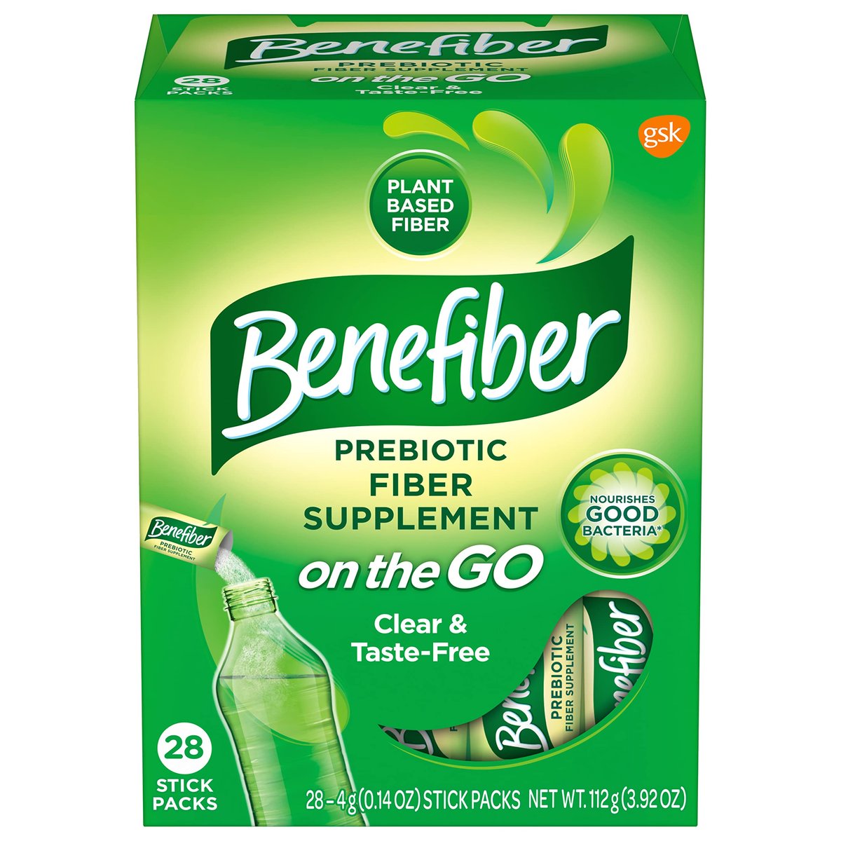 Benefiber On the Go Prebiotic Ballaststoffpulver für die Verdauungsgesundheit, tägliche Ballaststoffe, ungesüßt - 28 Sticks (111 Gramm)