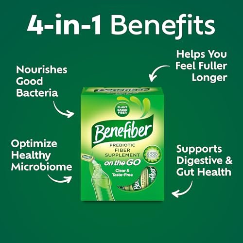 Benefiber On the Go Prebiotic Ballaststoffpulver für die Verdauungsgesundheit, tägliche Ballaststoffe, ungesüßt - 28 Sticks (111 Gramm)