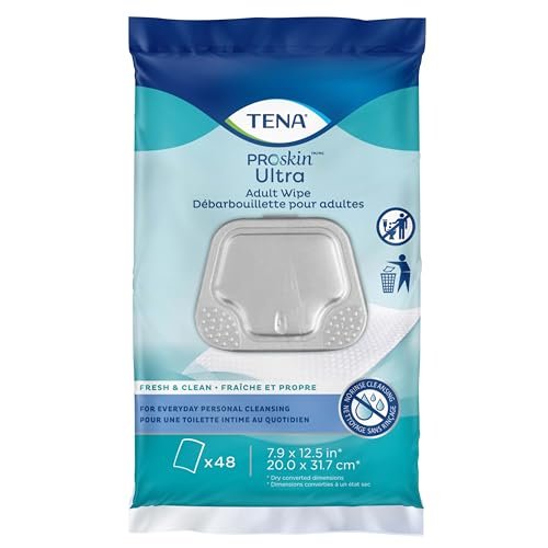 TENA ProSkin Ultra Körperpflegetücher für Erwachsene, 48 Tücher (1 Packung), Weiß