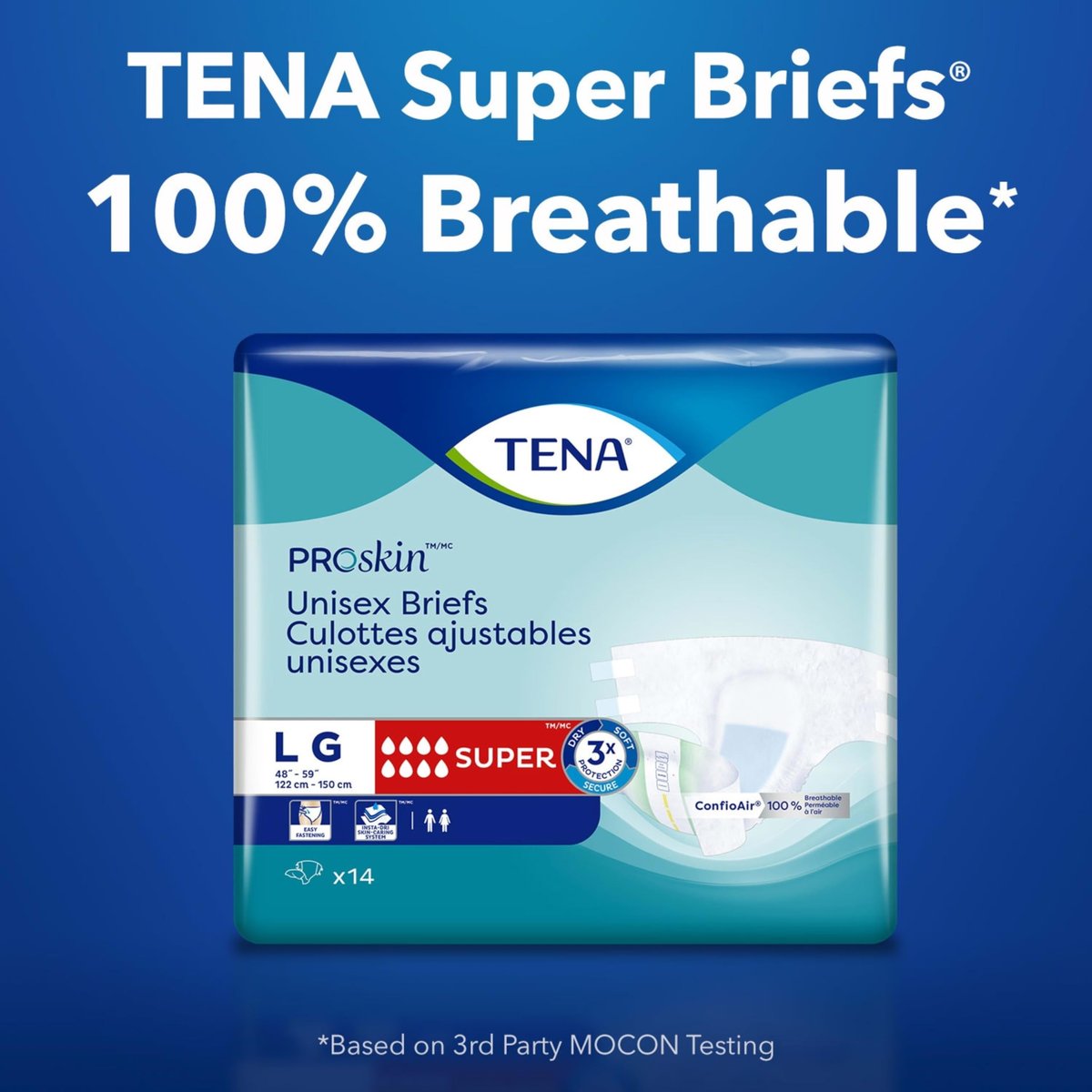 TENA Proskin Inkontinenz Super Slips, Erwachseneneinwegwindeln, Saugstärke Super, Blasenschwäche, Größe Large, 14 Stück