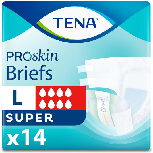 TENA Proskin Inkontinenz Super Slips, Erwachseneneinwegwindeln, Saugstärke Super, Blasenschwäche, Größe Large, 14 Stück
