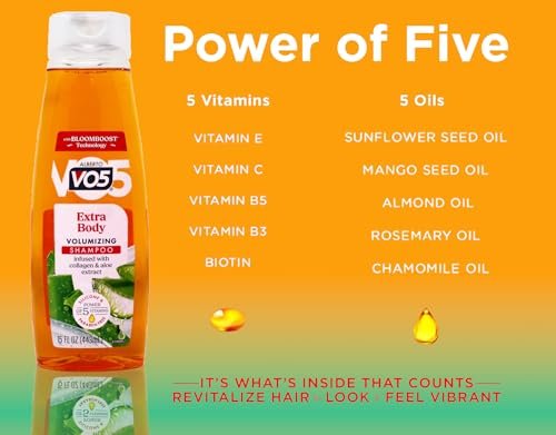 VO5 Extra Body Volumizing Shampoo – 12,5 Fl Oz (3er-Pack) für mehr Fülle und Volumen