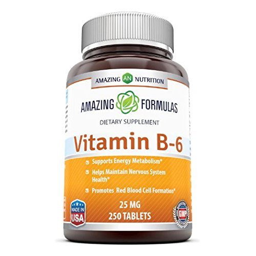 Amazing Formulas Vitamin B6 Pyridoxin 25 mg – 250 Tabletten – Nahrungsergänzungsmittel – Non GMO – Glutenfrei – Hergestellt in den USA