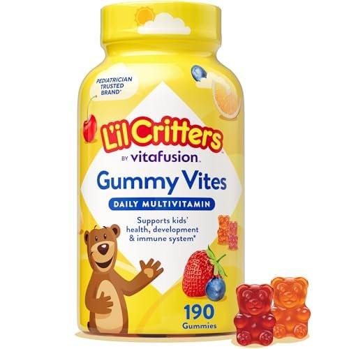 L'il Critters Gummy Vites Tägliche Multivitamine für Kinder – 190 Fruchtgummis mit Vitamin C und D für Kleinkinder ab 2 Jahren