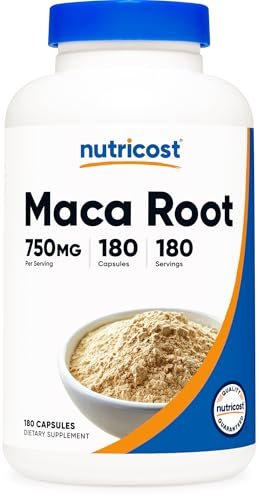 Nutricost Maca Kapseln (Lepidium meyenii) 750mg, 180 Kapseln, 180 Portionen