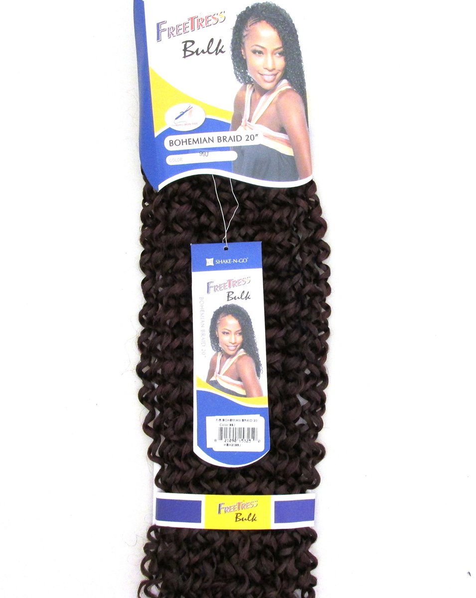 Freetress Bulk Bohemian Braid 20" (99J) – Synthetische Haarverlängerung für natürliche Wellen