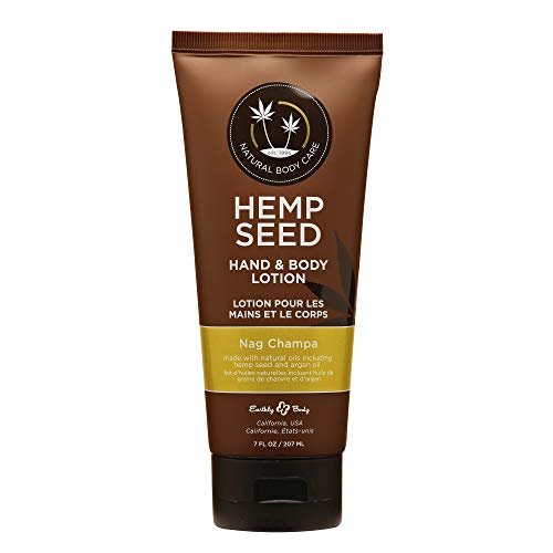 Hanföl Hand- & Körperlotion, Nag Champa Duft - 7 Fl Oz - Beruhigt trockene Haut - Arganöl, Hanfsamenöl - Leichte, nicht fettende Formel - Vegan & tierversuchsfrei