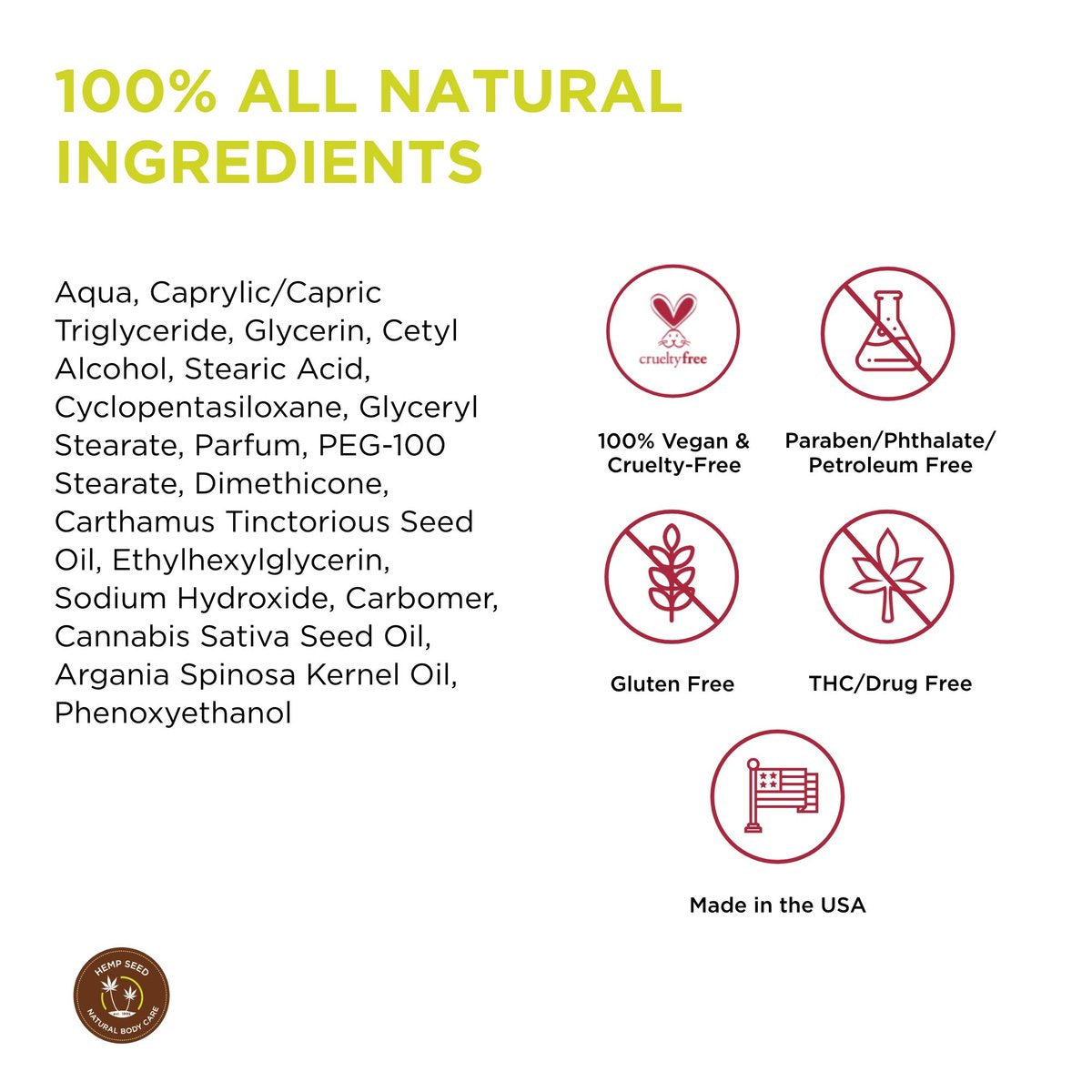 Hanföl Hand- & Körperlotion, Nag Champa Duft - 7 Fl Oz - Beruhigt trockene Haut - Arganöl, Hanfsamenöl - Leichte, nicht fettende Formel - Vegan & tierversuchsfrei