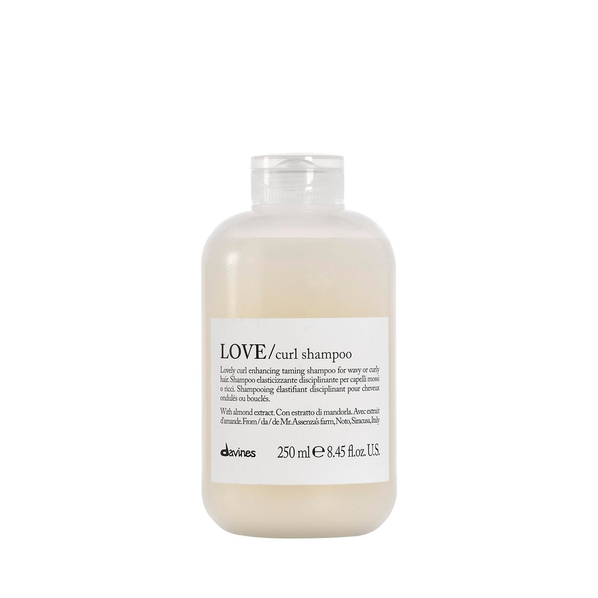 Davines LOVE Curl Shampoo – Sanfte Reinigung für gewelltes und lockiges Haar mit Mandelextrakt, 250 ml