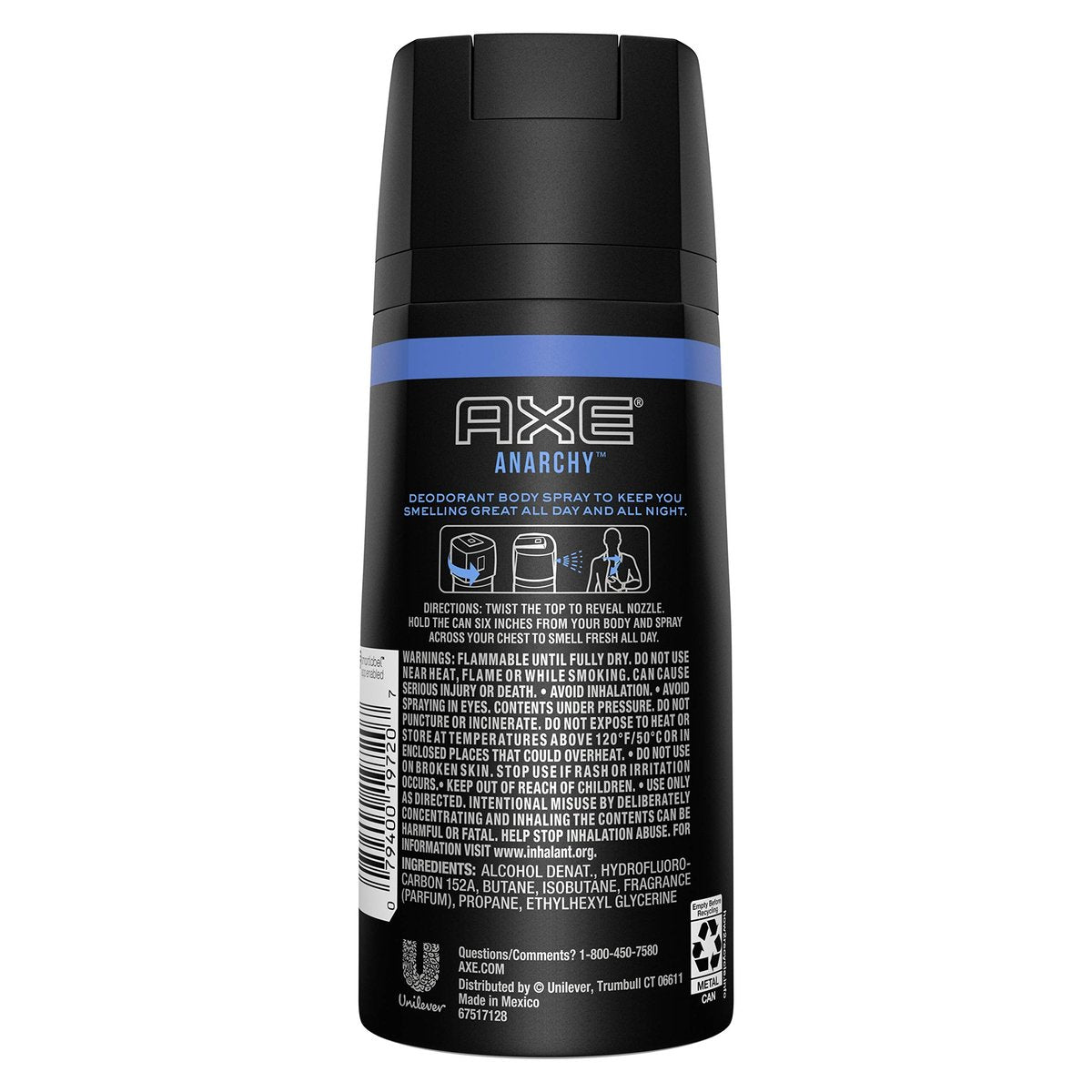 AXE Bodyspray Anarchy for Him 4 oz (4er-Pack) – Frischer Duft für den ganzen Tag