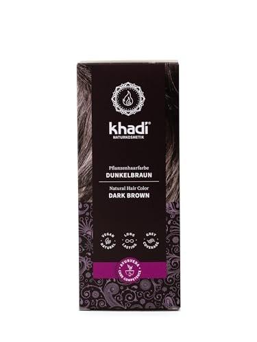 khadi DARK BROWN Naturhaarfarbe – Tiefes, glänzendes Dunkelbraun bis kräftiges Schwarzbraun – 100 % pflanzlich & natürlich – 100 g