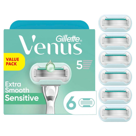 Gillette Venus Extra Smooth Sensitive Damenrasierer Klingen Nachfüllpackung, 6 Stück, für empfindliche Haut