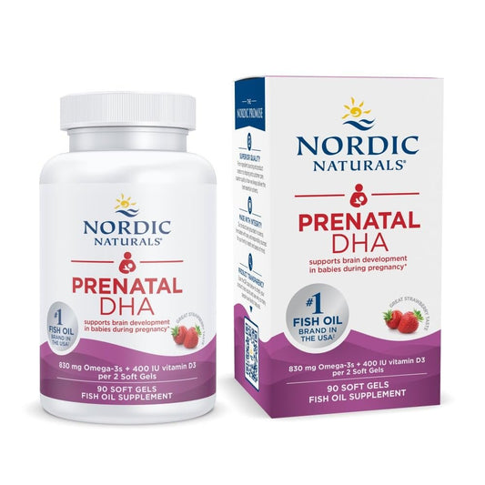 Nordic Naturals Prenatal DHA, Erdbeer - 90 Weichkapseln - 830 mg Omega-3 + 400 IE Vitamin D3 - Non-GMO - 45 Portionen