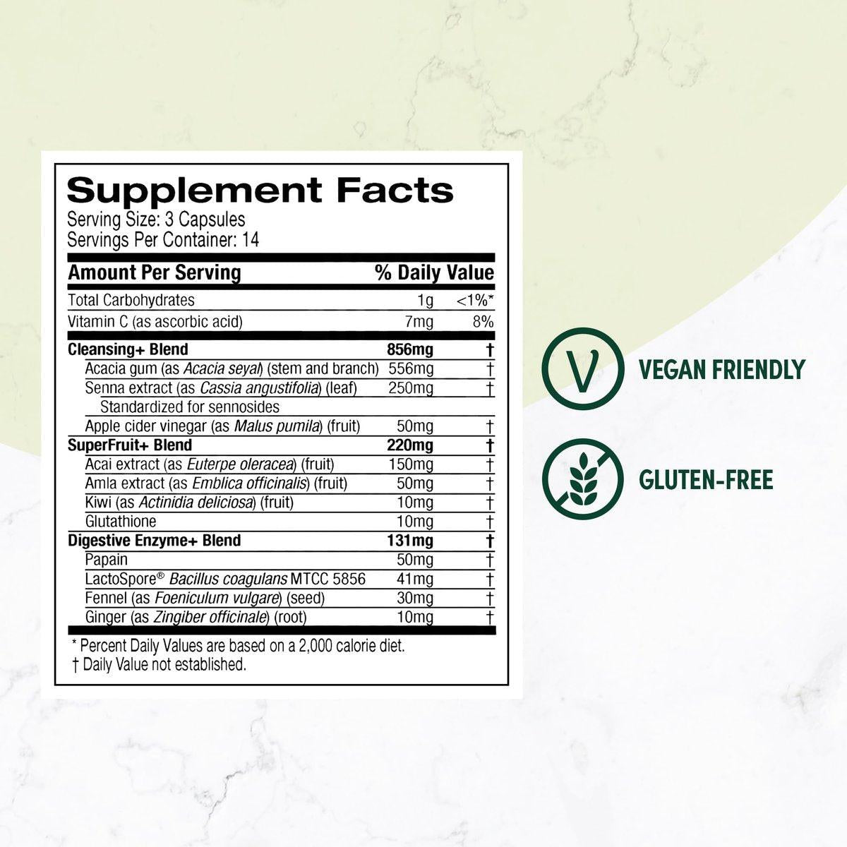 Purely Inspired 7-Tage-Detox-Kur – Ganzkörperreinigung für Frauen und Männer mit Sennesblättern, Vitamin C, Apfelessig, Verdauungsenzymen und Probiotika – 42 Acai-Beeren-Kapseln