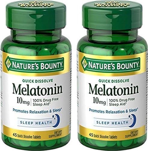 Nature's Bounty Melatonin Schnellschmelz-Tabletten, 45 Stück (2er-Pack) – Einschlafhilfe mit Melatonin