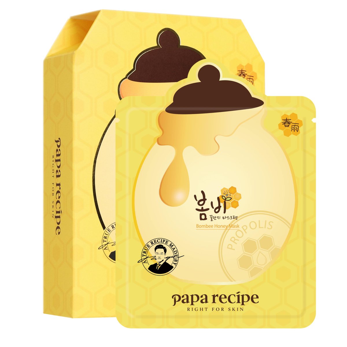Papa Recipe Bombee Honig-Maske 25g * 10 Blätter - Feuchtigkeitsspendende Gesichtsmaske für trockene Haut, Koreanische Hautpflege, K-Beauty, Ampulle verfestigt, für strahlende Haut
