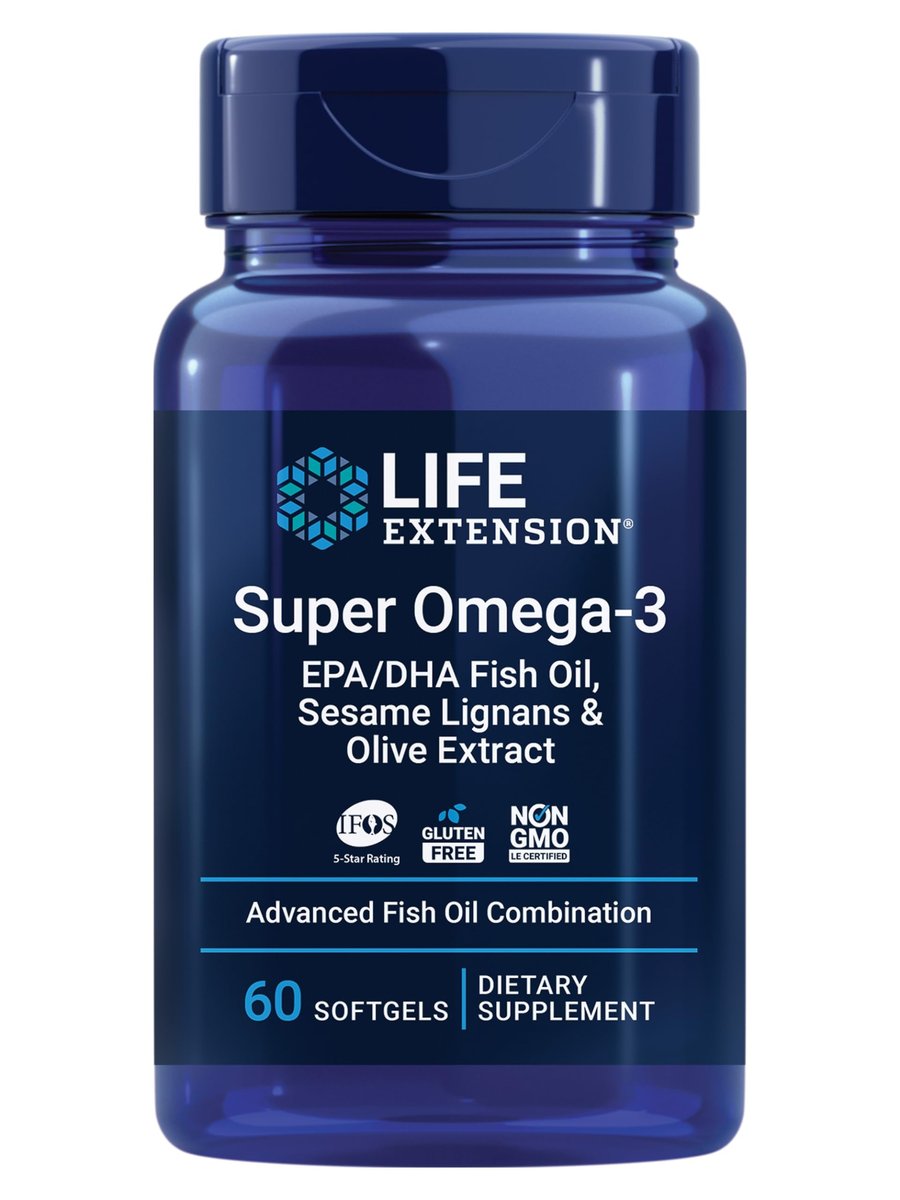 Life Extension Super Omega-3 EPA/DHA Fischöl mit Sesam-Lignanen und Olivenextrakt – Unterstützung für Herzgesundheit, Gehirngesundheit, Entzündungsreaktionen und Cholesterinspiegel, glutenfrei, nicht-GVO, 60 Softgels