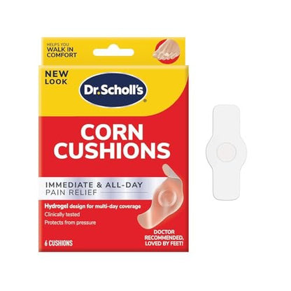 Dr. Scholl's Hühneraugen-Polster mit Hydrogel-Technologie, 6 Stück – sofortige und langanhaltende Schmerzlinderung durch Polsterung gegen Schuhdruck und Reibung