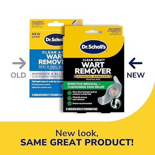 Dr. Scholl's Clear Away Warzenentferner Hydrogel-Bandagen für Finger und Zehen – Klinisch erwiesen wirksame Warzenentfernung und polsternde Schmerzlinderung, bequeme mehrteilige Pflaster