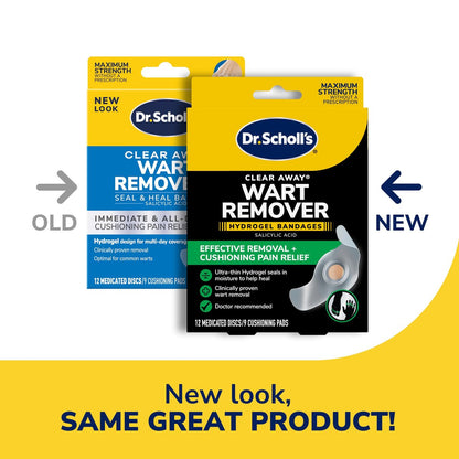 Dr. Scholl's Clear Away Warzenentferner Hydrogel-Bandagen für Finger und Zehen – Klinisch erwiesen wirksame Warzenentfernung und polsternde Schmerzlinderung, bequeme mehrteilige Pflaster
