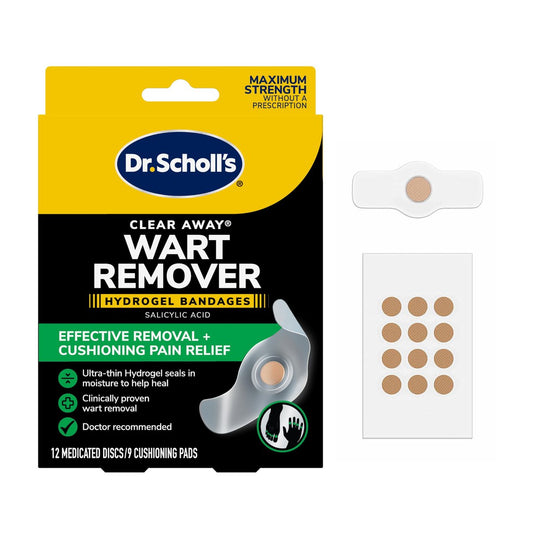 Dr. Scholl's Clear Away Warzenentferner Hydrogel-Bandagen für Finger und Zehen – Klinisch erwiesen wirksame Warzenentfernung und polsternde Schmerzlinderung, bequeme mehrteilige Pflaster