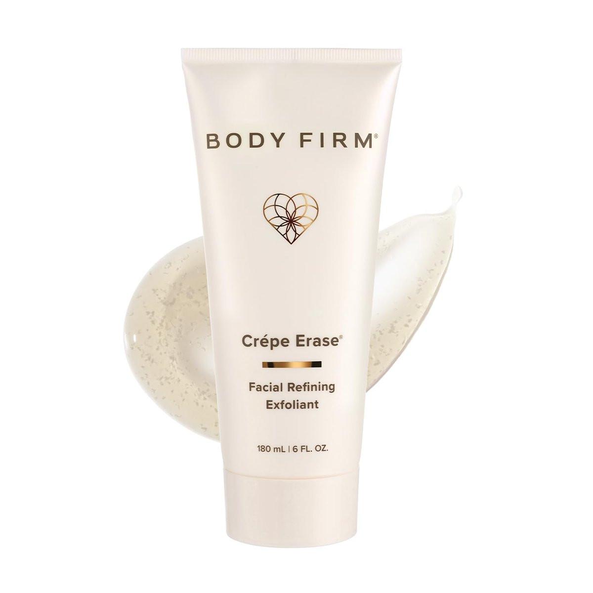 BODY FIRM Crepe Erase Verfeinerndes Gesichtspeeling – Anti-Aging Hautpflege, Peeling-Gesichtsreiniger mit sanften AHA/BHA-Exfolianten, Vorbehandlung gegen Fältchen und Krepphaut, fördert Kollagen, 177 ml