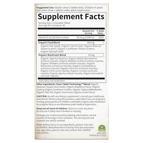 Garden of Life Organics Vegan Vitamin D3 Spray mit Pflanzlichen Omegas – Flüssiges Vitamin D3 für Immununterstützung & Knochengesundheit, 1000 IE, USDA Bio, Nicht-GVO, Vanillegeschmack, 59 ml Flasche, 125 Portionen