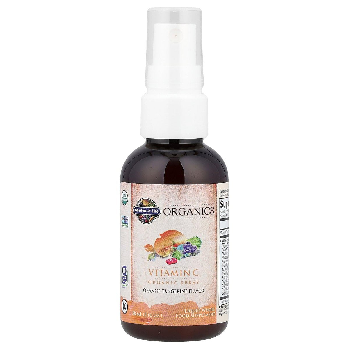Garden of Life Organics Vitamin C Spray mit Amla-Beere – USDA Bio, Nicht-GVO, Vegan, Orangen-Mandarinen-Geschmack, 59 ml
