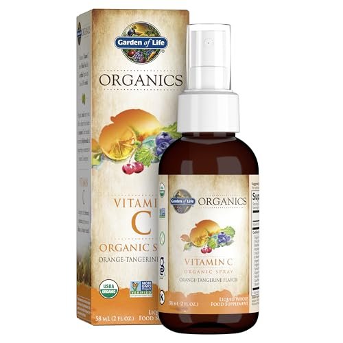 Garden of Life Organics Vitamin C Spray mit Amla-Beere – USDA Bio, Nicht-GVO, Vegan, Orangen-Mandarinen-Geschmack, 59 ml