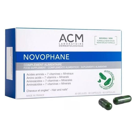 ACM Laboratoire Novophane Kapseln Anti-Haarausfall Behandlung Nägel Brüchigkeit Haut Kapital