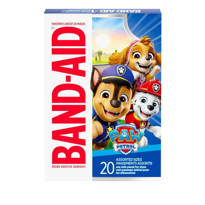 Band-Aid Marke Sterile Pflaster für Kinder mit Nickelodeon Paw Patrol Motiven, Individuell Verpackt, für Kleine Schnitte und Schrammen, Verschiedene Größen, 20 Stück