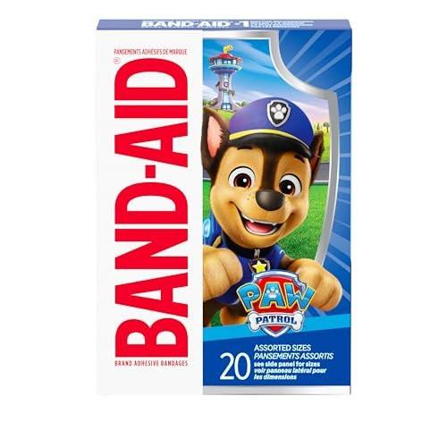 Band-Aid Marke Sterile Pflaster für Kinder mit Nickelodeon Paw Patrol Motiven, Individuell Verpackt, für Kleine Schnitte und Schrammen, Verschiedene Größen, 20 Stück