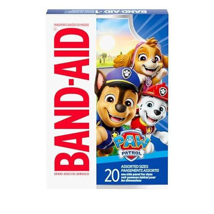 Band-Aid Marke Sterile Pflaster für Kinder mit Nickelodeon Paw Patrol Motiven, Individuell Verpackt, für Kleine Schnitte und Schrammen, Verschiedene Größen, 20 Stück