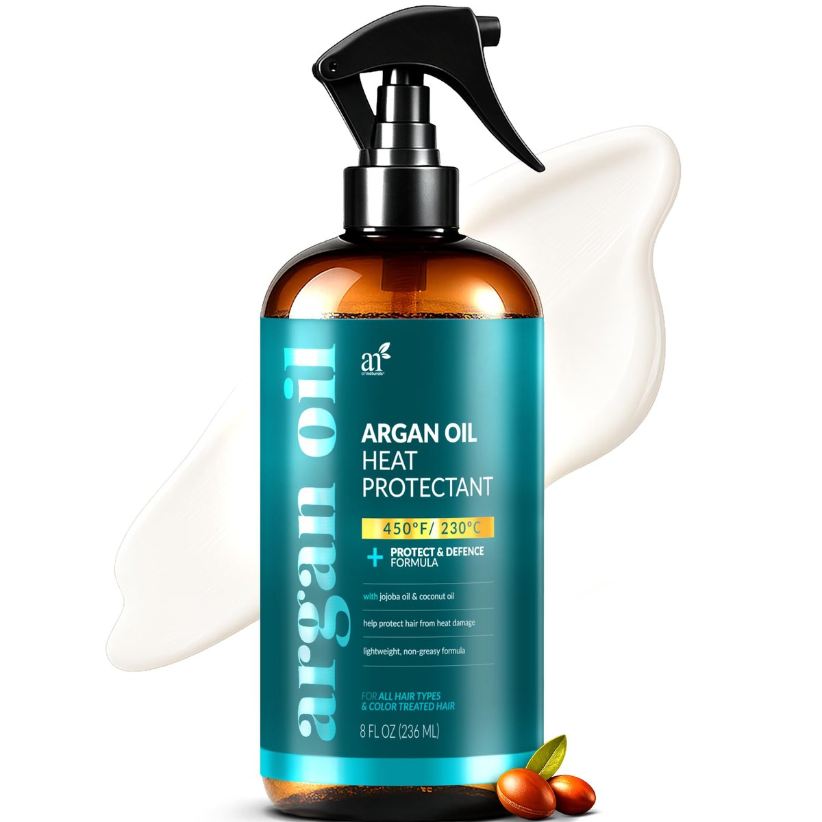Artnaturals Thermal Hair Protector Spray - Hitzeschutzspray für Glätteisen (236 ml) - Arganöl gegen Schäden, Haarbruch und Spliss - Sulfatfrei