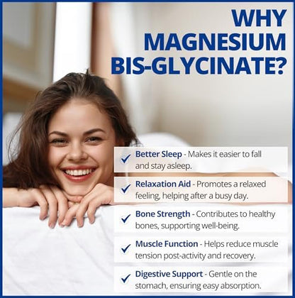 CanPrev Magnesium Bis-Glycinat 200mg, 120 Kapseln – 120-Tage-Versorgung – Reines elementares Magnesiumpräparat, unterstützt Knochen- und Muskelfunktion, magenschonend, ideal für den täglichen Magnesiumbedarf