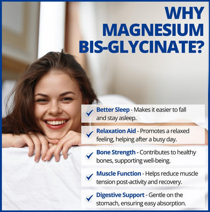CanPrev Magnesium Bis-Glycinat 200mg, 120 Kapseln – 120-Tage-Versorgung – Reines elementares Magnesiumpräparat, unterstützt Knochen- und Muskelfunktion, magenschonend, ideal für den täglichen Magnesiumbedarf