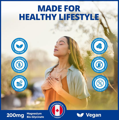 CanPrev Magnesium Bis-Glycinat 200mg, 120 Kapseln – 120-Tage-Versorgung – Reines elementares Magnesiumpräparat, unterstützt Knochen- und Muskelfunktion, magenschonend, ideal für den täglichen Magnesiumbedarf