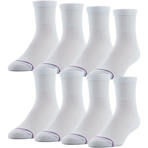 MediPEDS Quarter Socken mit nicht einschnürendem Bund und Polsterung, Weiß (8 Paar), Schuhgröße: Herren 7-12, Damen 10-13