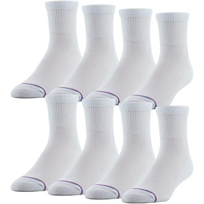 MediPEDS Quarter Socken mit nicht einschnürendem Bund und Polsterung, Weiß (8 Paar), Schuhgröße: Herren 7-12, Damen 10-13