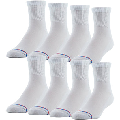 MediPEDS Quarter Socken mit nicht einschnürendem Bund und Polsterung, Weiß (8 Paar), Schuhgröße: Herren 7-12, Damen 10-13