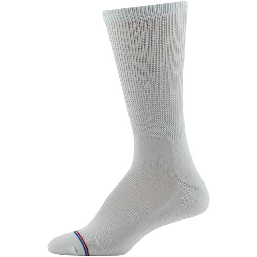 MediPeds Herren-/Damen-Crew-Socken mit nicht einschnürendem Bündchen und Polsterung, 8 Paar Weiß, Schuhgröße: Herren 7-12; Damen 10-13