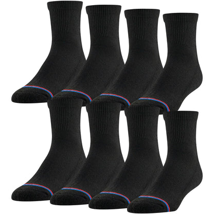 MediPeds Erwachsenen Quarter-Socken mit nicht einschnürendem Bund und Polsterung, Mehrfachpack, Schwarz (8 Paare), Schuhgröße: Herren 7-12; Damen 10-13