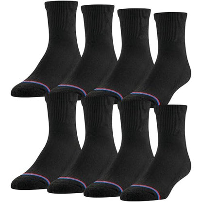 MediPeds Erwachsenen Quarter-Socken mit nicht einschnürendem Bund und Polsterung, Mehrfachpack, Schwarz (8 Paare), Schuhgröße: Herren 7-12; Damen 10-13