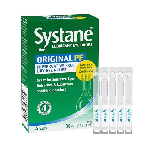 Systane Original Konservierungsmittelfreie Augentropfen für empfindliche Augen, 30 Stück, Einzeldosis-Vials, lindernde Feuchtigkeit, trockene Augen, Erfrischung & Befeuchtung für unterwegs