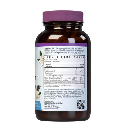 Bluebonnet Nutrition Calcium Magnesium Plus Vitamin D3 Earthsweet – Knochengesundheit & Muskelentspannung, 90 Vanille-Kautabletten