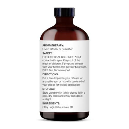 Majestic Pure Clary Salbei Ätherisches Öl – 100% rein und natürlich, 4 Fl Oz mit Glaspipette