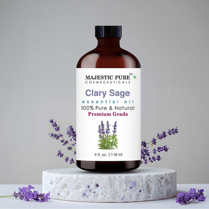 Majestic Pure Clary Salbei Ätherisches Öl – 100% rein und natürlich, 4 Fl Oz mit Glaspipette