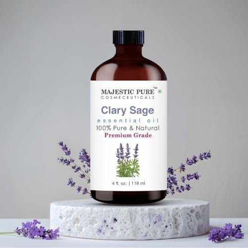 Majestic Pure Clary Salbei Ätherisches Öl – 100% rein und natürlich, 4 Fl Oz mit Glaspipette