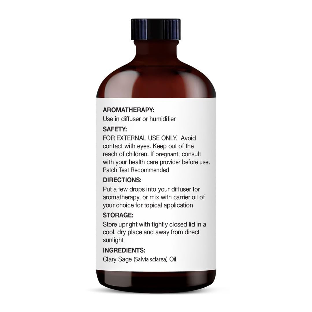 Majestic Pure Clary Salbei Ätherisches Öl – 100% rein und natürlich, 4 Fl Oz mit Glaspipette